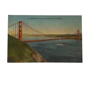 Vintage San Francisco Golden Gate Bridge California Topographical Standard Postc